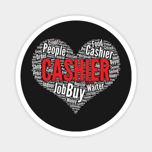 Cashier Heart Shape Word Cloud Design graphic Magnet